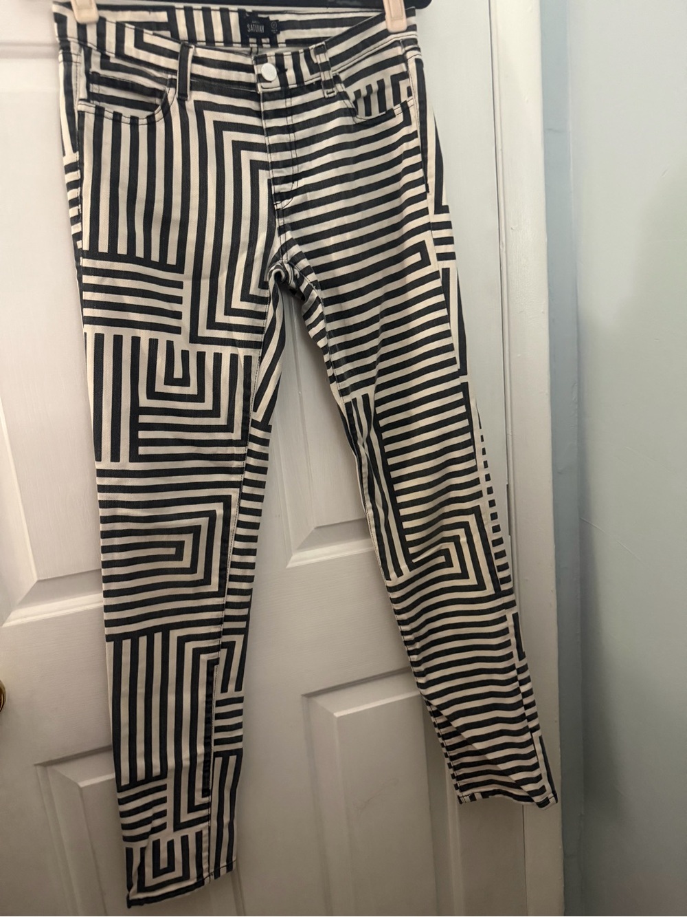 Kate Spade Saturday Geometric Print Straight Leg Jeans Size 27